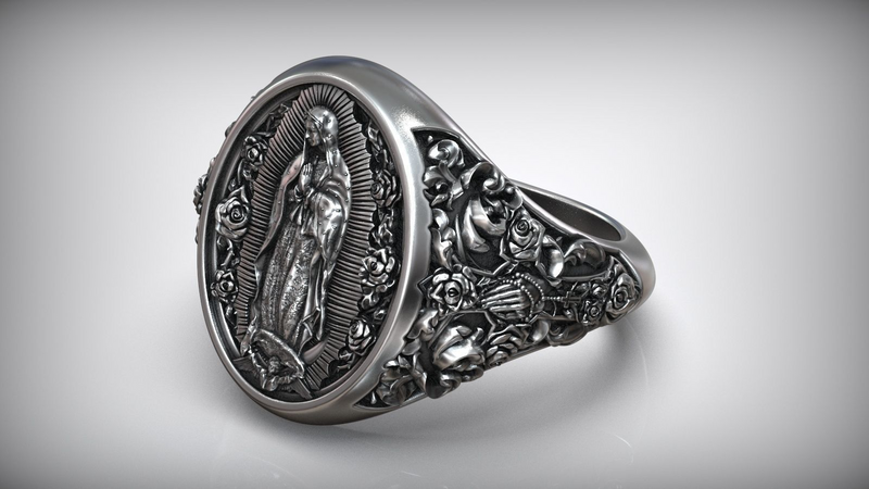 S925K Silver Our Lady of Guadalupe Ring
