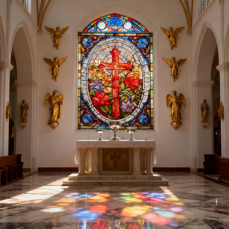 🌟 Stained Glass Cross Window Art: Where Faith Meets Light