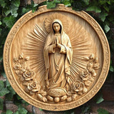Christian Holy Family Relief Decorative Plaque - 8 Inch / 12 Inch Aluminum Waterproof Religious Wall Art (with Mounting Accessories)