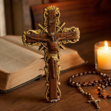Hand-Carved White Ash Wood Cross - Sacred Christian Home Altar Decor for Christmas & Spiritual Gifting