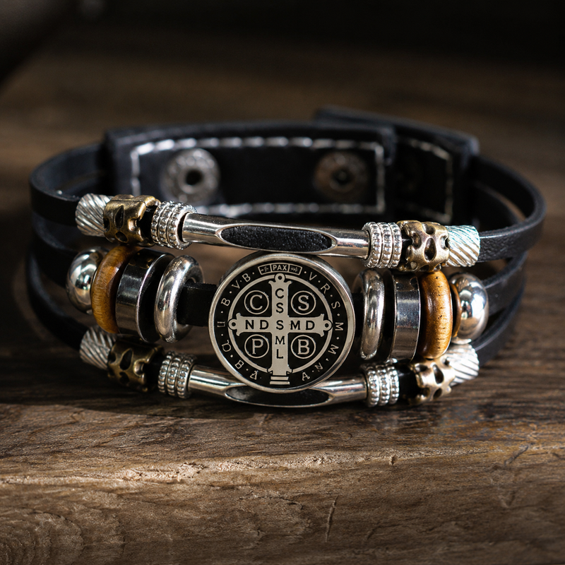 St. Benedict bracelet glowing softly