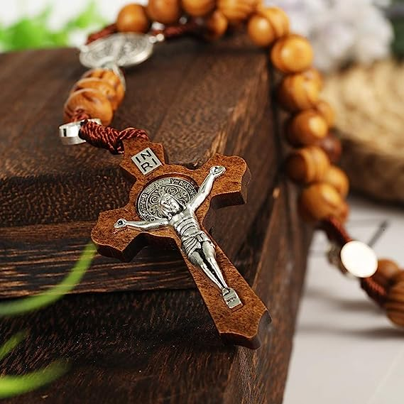 (Only $9.90 before Christmas) St. Benedict's Cross Exorcism Rose Necklace
