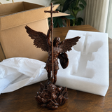 St. Michael the Archangel - Hand Carved Boxwood Sculpture - Spiritual Guardian for Prayer Spaces
