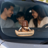 Handcrafted Jesus Car Display Number Plate Ornament, Made from Walnut and Beech Wood - size and finish detail