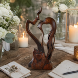 Hand-Carved Christian Love Sculpture – Wooden Couple Statue for Wedding & Anniversary Gift
