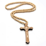 8mm Wooden Bead Rosary Necklace | Catholic Devotional Jewelry