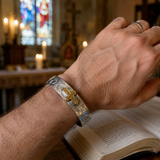 Stainless Steel Two-Tone Cross Cuff Bracelet – Christian Faith Jewelry