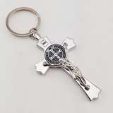 Jesus St. Benedict Stainless Steel Cross Keychain