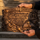 "Jesus, I Trust in You" - Handcrafted Solid Wood Religious Plaque with John 3:16 Eternal Promise