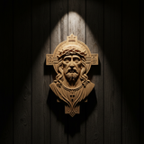 Jesus Christ Wood Carving: Crown of Thorns and Cruciform Halo | Sacred Home Blessing