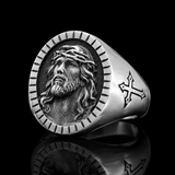 Jesus Crown of Thorns Signet Ring – Christian Faith Cross Ring