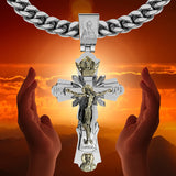 Gold-Plated Copper Crucifix Pendant with Jesus Christ and Religious Figures
