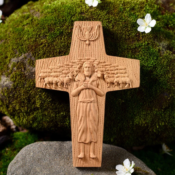 “Good Shepherd” Jesus Shepherd Wooden Wall Hanging - BGCOPPER