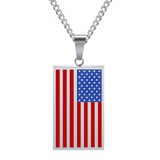 🇺🇸 American Flag Dog Tag Pendant Necklace