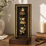 Holy Family Three Sacred Hearts Candlestick Wooden Carved Tabletop Arrangement