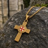 Knights Templar Celtic Knot Cross Necklace for Men, Red Enamel Templar Symbol Stainless Steel Pendant Product Parameters