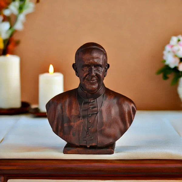Pope Francis Wooden Desktop Arrangement Souvenir - BGCOPPER