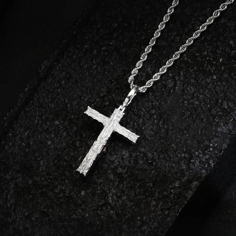 Artisan-Carved Copper Jesus Cross Pendant - Moissanite-Encrusted Hip Hop Religious Necklace - BGCOPPER