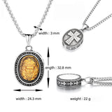 Two‑Tone Titanium Steel Jesus Portrait Oval Medal Necklace