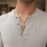 Jesus Crucifixion S925K Silver Crucifix Pendant- with 5mm Titanium Cuban Chain