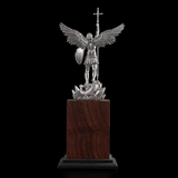 Archangel Michael 6" Resin Statue with Solid Wood Base – Christian Protection & Victory Decor