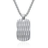 Diamond-Cut Textured Military Dog Tag Pendant Necklace