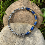 Boho Natural Stone Compass Beaded Bracelet