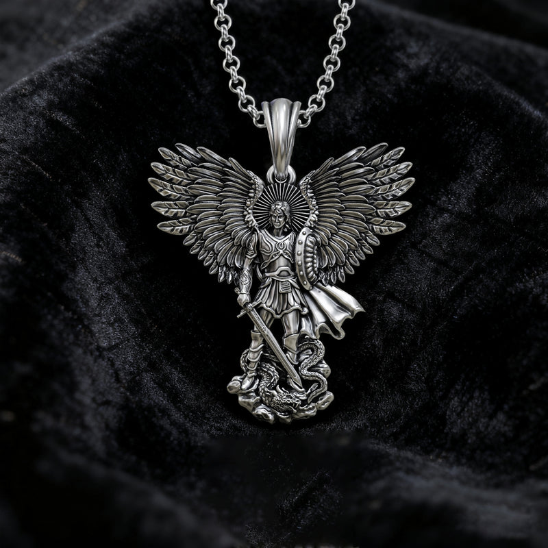 S925K Silver Saint Michael Pendant: Courage in the Heart