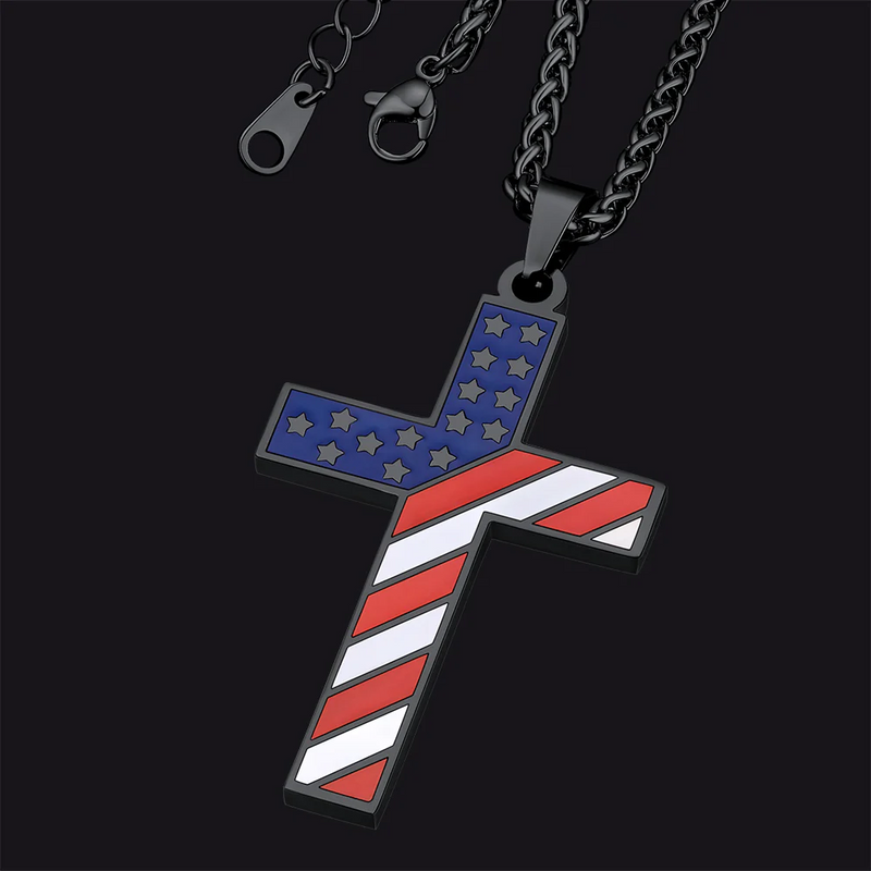 American Flag Cross Necklace