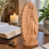 Our Lady of Guadalupe Hand-Carved Solid Beechwood Statue – Catholic Prayer & Home Blessing Decor