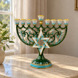Hanukkah Hand-Painted Menorah: Illuminate the Jewish People's Covenant of Light with Artisan Brushstrokes