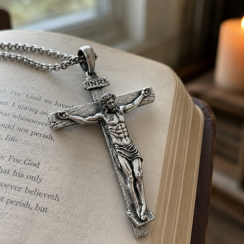 The Passion of Christ S925 Silver/Titanium Steel Cross Necklace