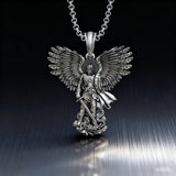 S925K Silver Saint Michael Pendant: Courage in the Heart