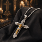 Titanium Steel Crucifix Necklace with Zircon