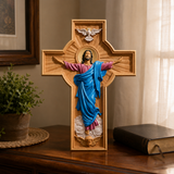 October New Release: Hand-Carved Painted Wood Cross — The Ascension of Christ