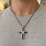 Braided Inlay Cross Necklace – Modern Christian Pendant for Men
