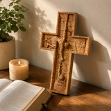 Christ Still Reaches Down – Hand-Carved Beechwood Savior Cross - Christian gift presentation