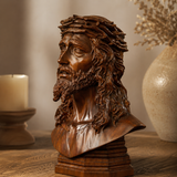 Boxwood Jesus Crown with Thorns Half-Length Desktop Ornament