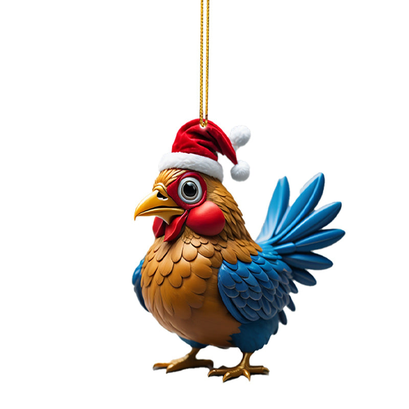 Creative Cute Animal Chicken Christmas Hanging Christmas Birds Car Hanging Home Christmas Tree Decorations