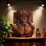 Bgcopper October Release | Beech Wood Sculpture of Jesus with Crown of Thorns — A Reminder of Love for Christmas