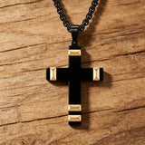 Faceted Two-Tone Stainless Steel Cross Necklace – Bold Faith, Modern Contrast