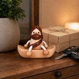 Handcrafted Jesus Car Display Number Plate Ornament, Made from Walnut and Beech Wood