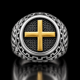 Vintage Cross Signet Ring, Religious Faith Men’s Ring