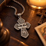 S925 Sterling Silver Jesus Crown of Thorns Cross Pendant Necklace – Christian Faith Jewelry for Men