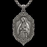 S925 Sterling Silver Our Lady of Guadalupe Prayer Pendant Necklace – Catholic Virgin Mary Medal