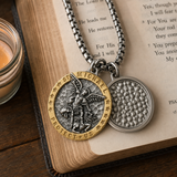 Two-Tone St. Michael Archangel Protection Medal Stainless Steel Necklace