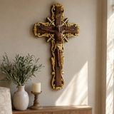 Hand-Carved White Ash Wood Cross - Sacred Christian Home Altar Decor for Christmas & Spiritual Gifting
