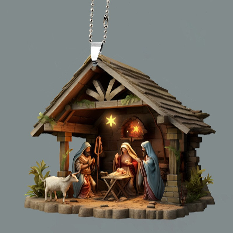 7 Styles Nativity Scene Acrylic Pendants | Christian Christmas Decor for Car Rearview Mirror, Backpack & More