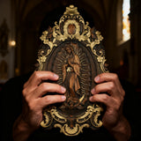 Religious gift with rich details of the wooden statue of Our Lady of Guadalupe