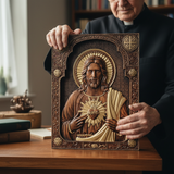 Unser Herr Jesus Heiliges Herz Holz Schnitzerei - Christlich-katholisches personalisiertes Schnitzgeschenk